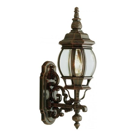 TRANS GLOBE One Light Black Gold Clear Beveled Glass Wall Lantern 4050 BG